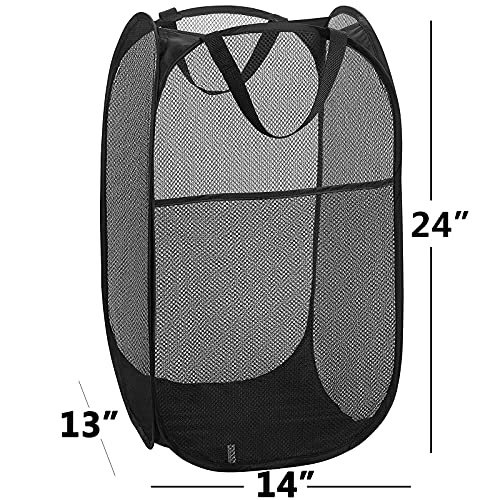 Image of 2 pop-up Laundry Hamper，Foldable mesh Laundry Baskets (Each with 2 Reinforced Handles)