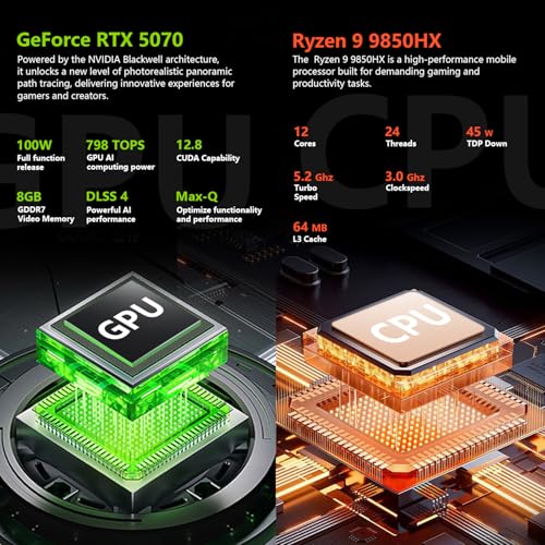Image of Thunderobot Radiant 16S R9 5070 300Hz Gaming Laptop, 16 inch QHD+ 2.5K, AMD Ryzen 9 9850HX, GeForce RTX 5070, up to 300Hz Hummingbird Display, 64GB DDR5, 2TB SSD, RGB Backlit KB, Wi-Fi 6, Win 11 Home