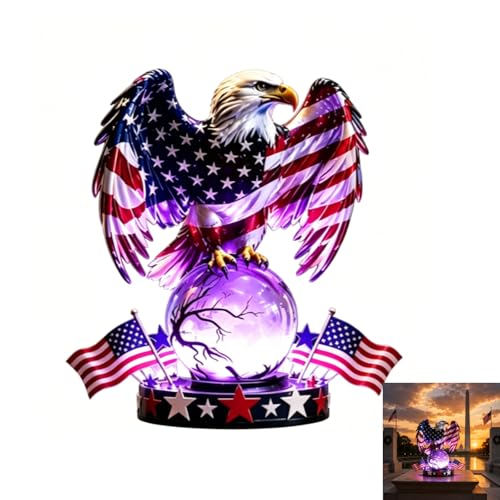 Patriotic Eagle Lamp Predatory Bird Resin Light Starred Banner Color Tabletop Nightlight Fourth of July Decorations Anniversary Centerpiece Globe Patriotic Home Decor Item