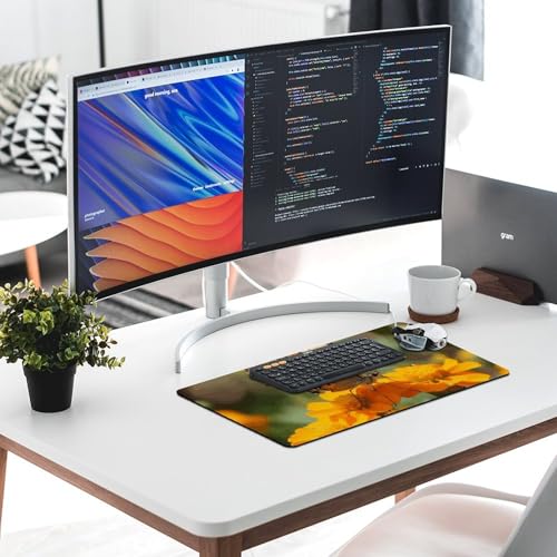 Tapis de souris grand format fleurs et papillons pour bureau à domicile - 6