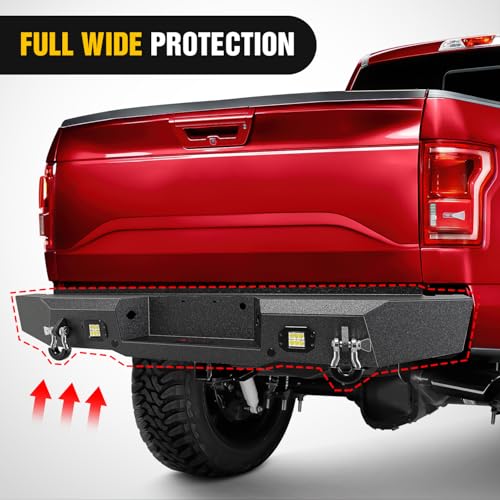 Image of Nilight Rear Step Bumper Compatible with 2011 2012 2013 2014 2015 2016 3rd Gen Ford F250 F350 F450 Super Duty Pickup Truck Bumper with LED Lights, Sensor Holes and D-rings