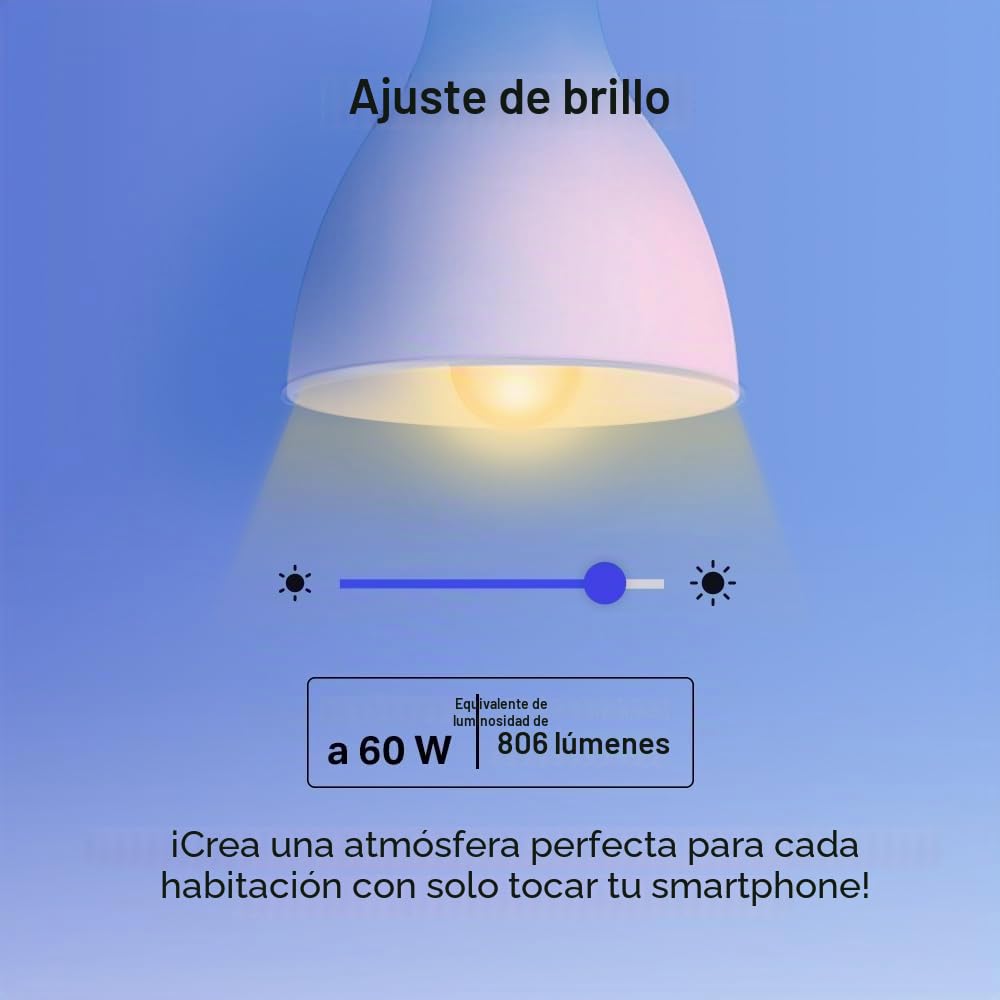 Tapo – Bombilla LED multicolor inteligente Wi-Fi, casquillo E27, compatible con Alexa y Google Home, 806 lúmenes, 8.3W, sin necesidad de concentrador, control remoto/app