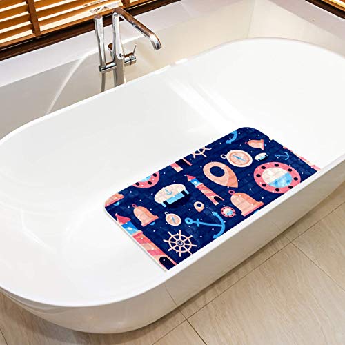 Alfombrilla de baño antideslizante con ventosas Bennigiry y drenaje rápido azul 6