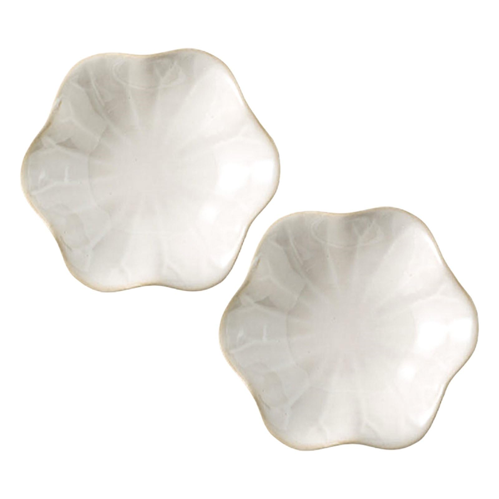 2Pcs Ceramic Jewelry Dish, Lotus Leaf Shape Ring Holder Necklace Dish, Small Key Ring Dish, Suitable for Mother Friend Sister, Gifts for Women, Home Decor Trinket Tray (White)