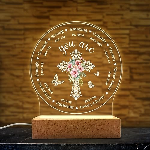 Christian Night Light - Bible Verses Acrylic Night Light for Women - Inspirational Religious Gift Decor for Birthday Christmas