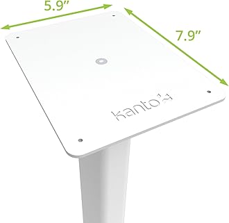Kanto ST34 34” Universal Floor Speaker Stands for Bookshelf Speakers up to 30 lbs | Improved Sound | Hidden Cable Management | Timeless Design | Pair | White w/White MDF Base