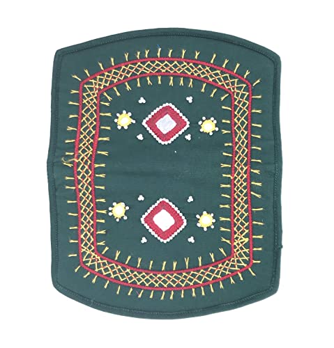 Image of SriShopify Small Wallets for Women Handmade Mirror Work Cotton Coins Zipper Pocket Purse for Girls with Floral Embroidered Purse (7.5 Inch Green Hand Pouch)