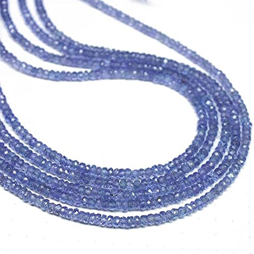 Tanzanite bleue perles rondelles facettées 3mm LKBEADS micro gemstone loose spacer beads 13" DIY