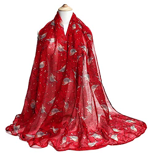 Image of GERINLY Scarfs for Women Lightweight Cotton Feel Scarves Floral Birds Print