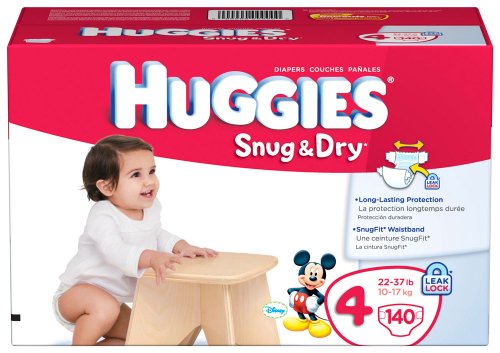 Huggies Snug & Dry Diapers, Size 4, Giant Pack, 140 Count