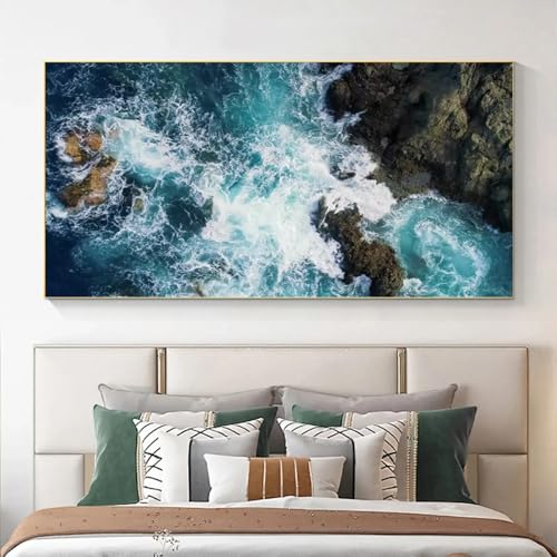 Toile courant d'eau bleu pour apaiser l'ambiance du salon