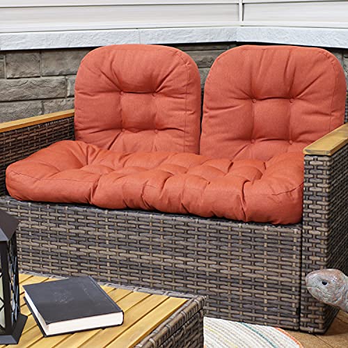 Sunnydaze 300D Olefin Tufted 3-Piece Indoor/Outdoor Settee Cushion Set With Polyester Fill - Burnt Orange #TOP1