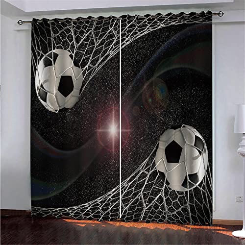 Rideau Occultant Thermiques Rideaux Anti Froid Star du Foot pour Chambre Maison Salon Enfant Fille Tenture Opaque à Oeillets Isolation Decoration Fenêtre 150x166cm AOUAURO1459 Cover