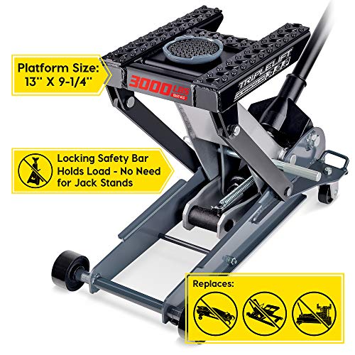Image of Powerbuilt 3000 Pound Triple Lift Garage Jack, Heavy Duty Vehicle, Truck, Car, Motorcycle, Transmission Lift, 1.5 Ton Capacity, 620622