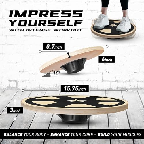 Image of Yes4All Versatile Wooden Wobble Balance Board, Balance Trainer for Mobility Training, Standing Desk, Core Training, Exercise Balance Stability Trainer