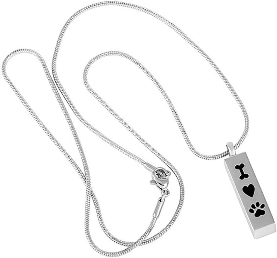 Stainless Steel Pet Paw Print Necklace Cute Animal Dog Cat Memorial Jewelry Pet Lover Paw Necklace for Womens Mens