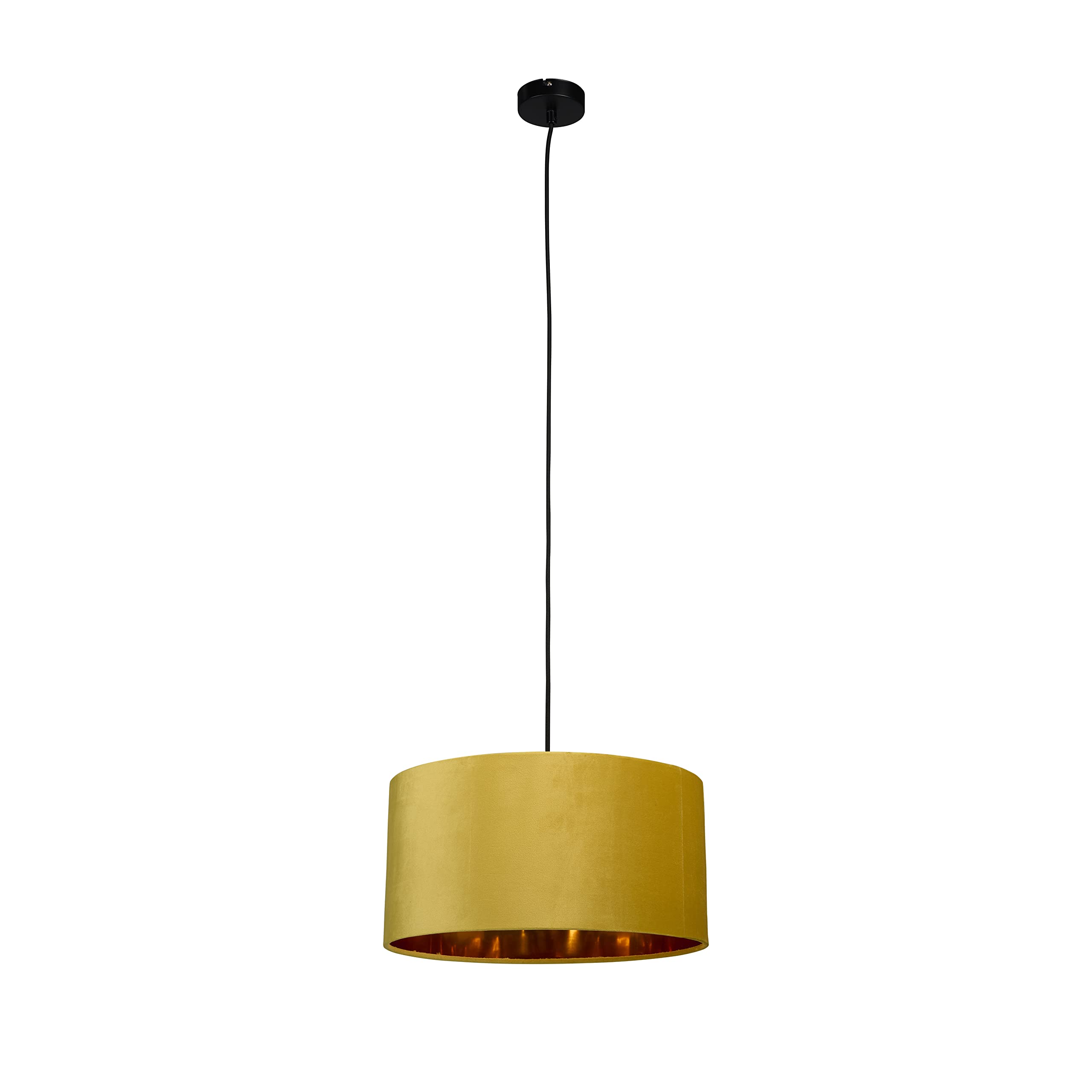Suspension Smartwares Velvet IDE-60057 - Velours jaune moutarde - Diamètre 40 cm - Pour ampoules E27 jusqu'à 60 W (non incluse)