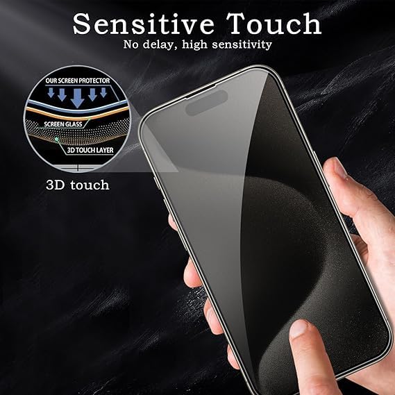 Image of [ 2+2 Pack Privacy Screen Protecor for iPhone 15 Pro Max Anti-Spy Shatterproof Tempered Glass with Camera Lens Tempered Glass 9H Hardness Bubble Free Anti-Glare Case Friendly
