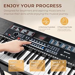 Vangoa Clavier électronique à 61 touches, clavier de piano électronique pleine taille, port MIDI, enseignement, 500 voix, 80 démos, 61 percussions, ensemble de démarrage avec support, cadeau musical - Les Beatles, Paul McCartney, John Lennon, RIngo Starr, George Harrison Vangoa Clavier électronique à 61 touches, clavier de piano électronique pleine taille, port MIDI, enseignement, 500 voix, 80 démos, 61 percussions, ensemble de démarrage avec support, cadeau musical – Image 4