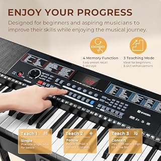 Vangoa Clavier électronique à 61 touches, clavier de piano électronique pleine taille, port MIDI, enseignement, 500 voix, 80 démos, 61 percussions, ensemble de démarrage avec support, cadeau musical - Les Beatles, Paul McCartney, John Lennon, RIngo Starr, George Harrison Vangoa Clavier électronique à 61 touches, clavier de piano électronique pleine taille, port MIDI, enseignement, 500 voix, 80 démos, 61 percussions, ensemble de démarrage avec support, cadeau musical – Image 4