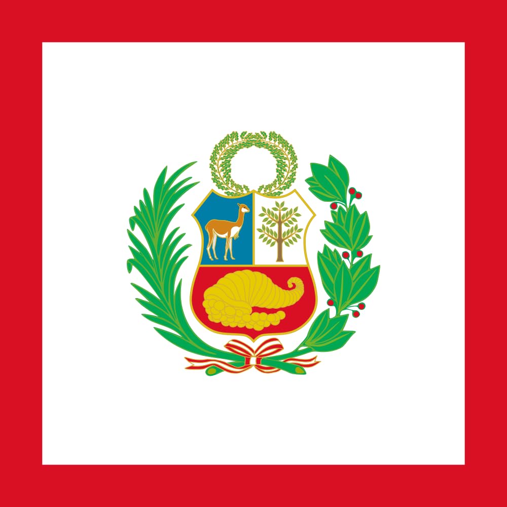 Naval Jack of Peru drapeau carré 120x120 pour mât extérieur et pavoisement