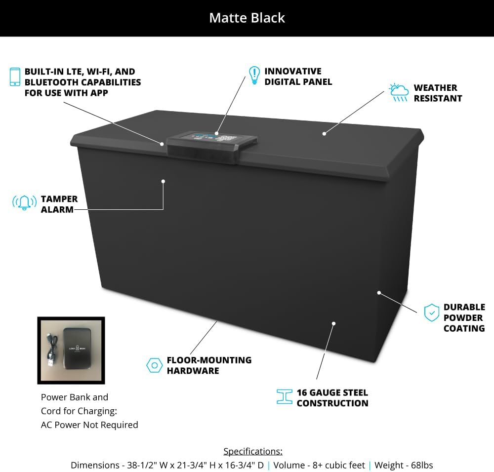 Loxx Boxx Smart Parcel Package Delivery Locker, LTE Cellular Mail Lock Box w/Wi-Fi and Bluetooth, Safe, Private Mailbox Locking Box for Deliveries, XL