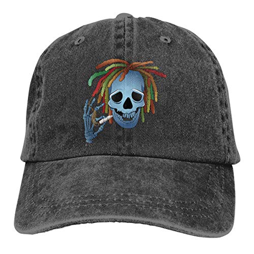 SVDziAeo Gorra Rastafari Skull Reggae Bone Rastafari Unisex Sombrero de Vaquero botón Ajustable hacia atrás