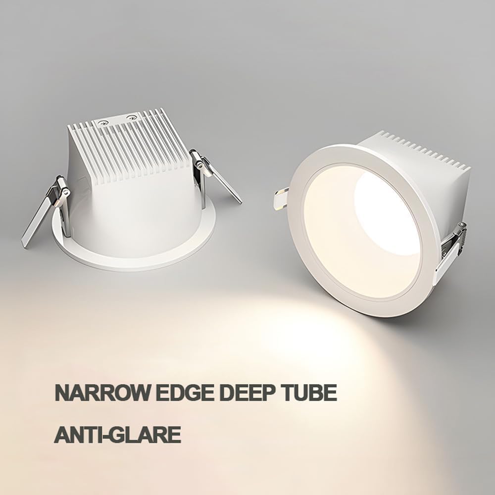 XBTGS 6 luces LED redondas de 18 W, empotrables de aluminio, antideslumbrante, para dormitorio, sala de estar, pasillo, iluminación interior, color blanco, blanco