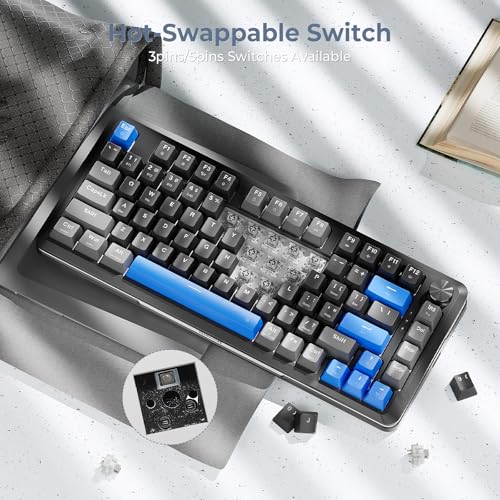 Image of Redragon K681 Wireless Mechanical Keyboard, Gasket Mounted RGB Gaming Keyboard with Volume Knob, MDA-Profile, Pre-Lubed Linear Switches, 81 Keys 75％ Tri-Mode Hot Swappable for PC /Xbox /Ps4 /5 (Blue)