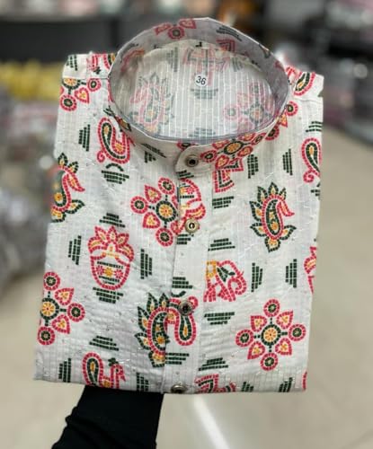 Image of FOXDX Men's Traditional Cotton Floral Printed Only Kurta
