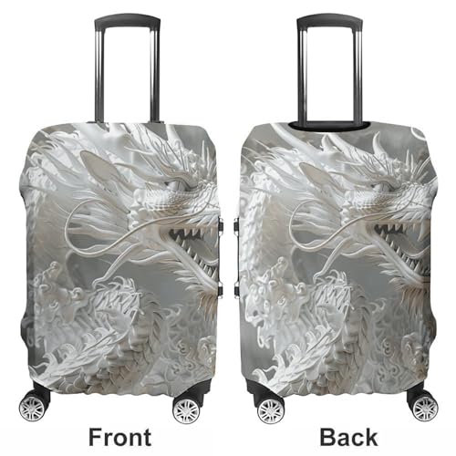 Carry on Luggage Cover White Dragon Style Suitcase Covers for Luggages Tsa Approved Travel Luggage Sleeve Protector Elastic Suitcase Protector Anti-Scratch Washable Fits 19-30 Inch Case -L3