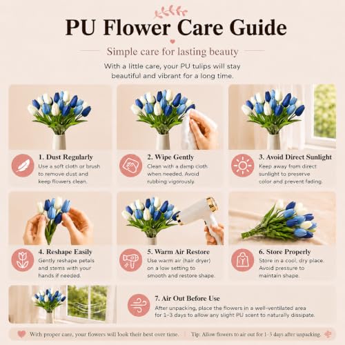 Image of Mandy's 20pcs Artificial Shades of Blue Tulips