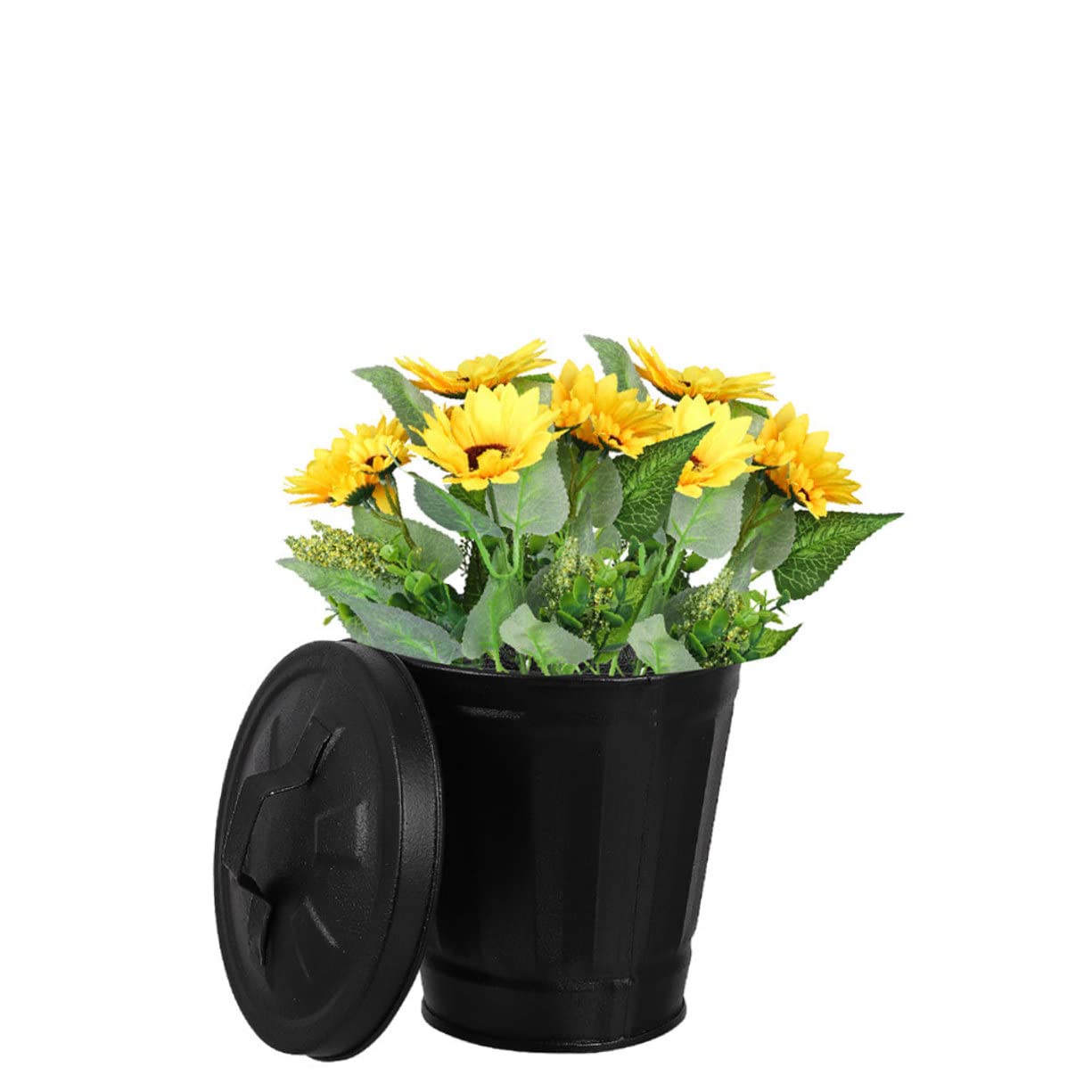 Cabilock 5Pcs Cute Desktop Trash Cans Lid Mini Iron Garbage Holders for Living Room and Bedroom Tiny Decorative Storage Bins for Home and Office Organization
