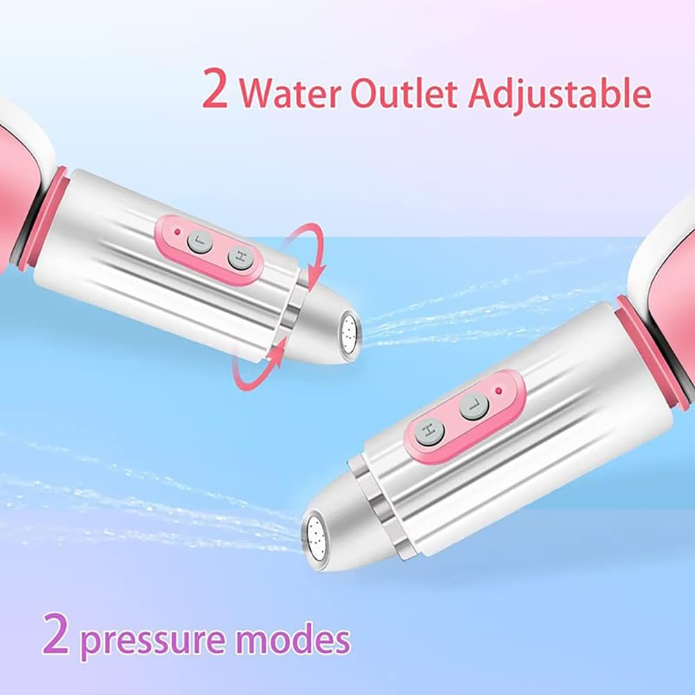 Przenośny bidet ręczny Bidet podróżny 2 Ciśnienie wody Akumulator Osobista rączka bidetowa z butelką i torbą 270 ml, wodoodporny IPX7 BEZ BPA pink