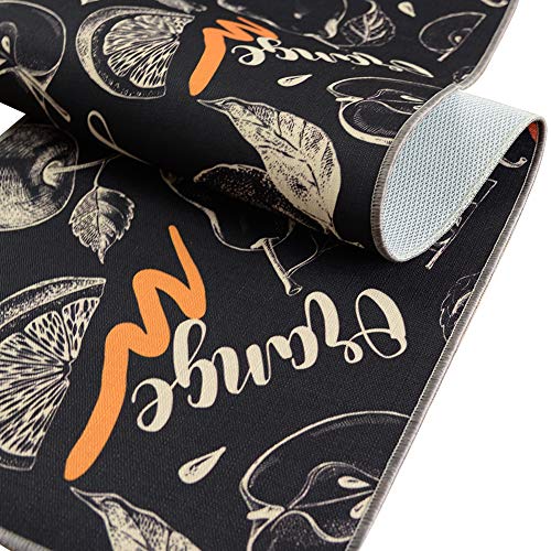 Carvapet 2 Piece Non-Slip Kitchen Rug TPR Non-Skid Backing Mat for Doorway Bathroom Runner Rug Set, Fruit Design (17