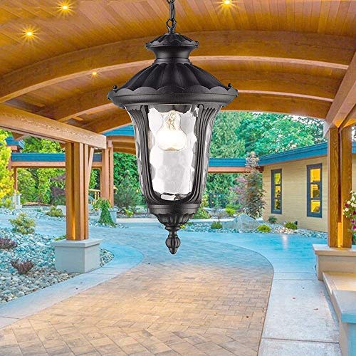 Lustre victorien rétro noir en aluminium forgé pour illuminer un gazebo de villa