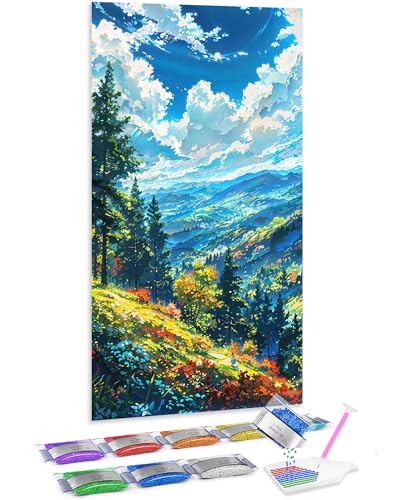 Kit de diamond painting 5D de niña en la ladera para decorar tu salón con manualidades