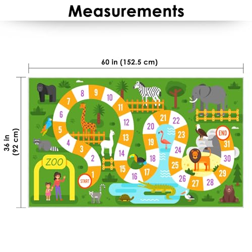 Image of Story@Home Kids Play Mat Carpet 3x5 ft | Anti-Skid Rug for Children's Playroom | Zoo Animals Theme | Soft Polyester Floor Mat for Boys & Girls | Green Crawl & Play Carpet