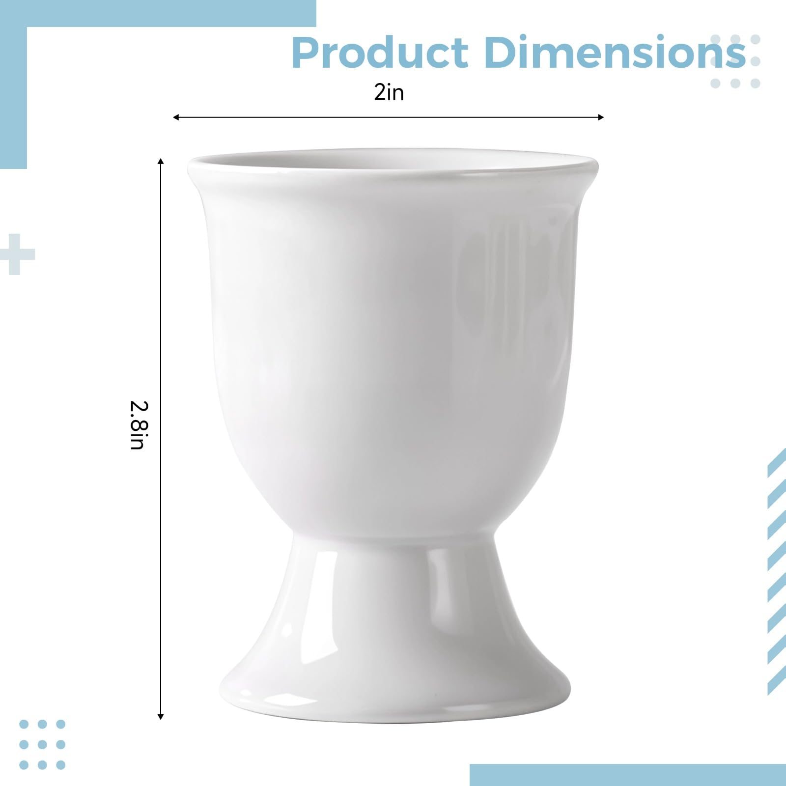Lot de 6 coquetiers en céramique, coquetiers blancs décoratifs pour Pâques, usage multiple pour œufs ou petits verres, surface lisse, usage prolongé, compatible lave-vaisselle