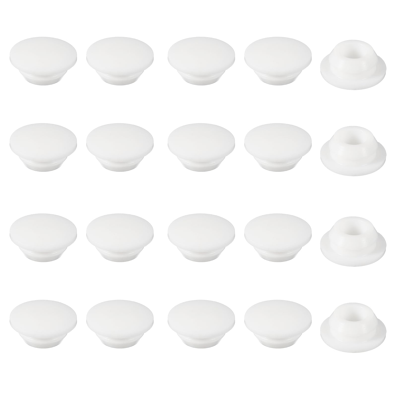YELARXI Rubber Plugs, Silicone Hole Plugs, T Type Rubber Stoppers, Waterproof Snap Locking End Caps - Fitting for (11-12 mm Round Holes/Kitchen/Furniture) 11 mm & 20 Pack & White — image 1