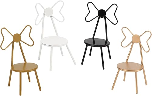 Miniatura 6 de Juego de 2 sillas en miniatura, muebles de casa de muñecas, sillas bistró (paquete de 2) con respaldo de mariposa, diseño de silla de metal en