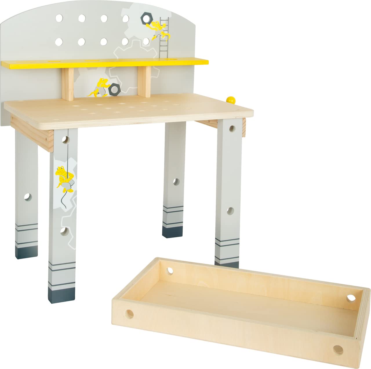 Small Foot 11805 Compact Miniwob Workbench made of wood, with ample accessories & screw set, for children aged 3+ years - Image 4