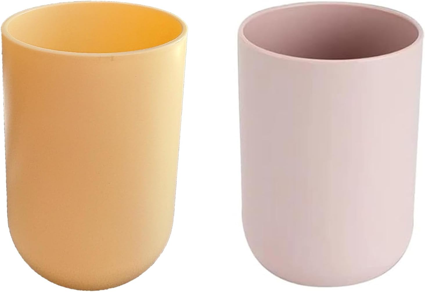 Simple Student Dormitory Plastic Toothbrush Cup Couple wash 2-piece Set Solid Color Cups 300ml (10 oz) (Light Grey & Light Pink)