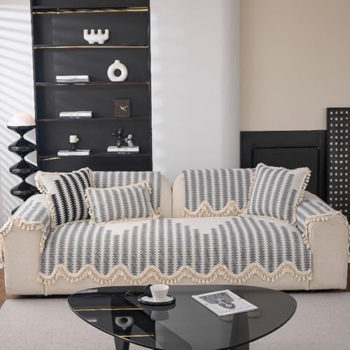 EVIGTOP ソファパッド 個性的なフリンジ 滑り止め 1-5人掛け ソファカバー ソファーシート マルチカバー ベッドカバー リバーシブル 犬猫対策 毛髪不粘着 防塵 汚れ防止 傷防止 爪とぎ防止 腕白防止 四季適用 丸洗い可能 ベッド ペットホーム