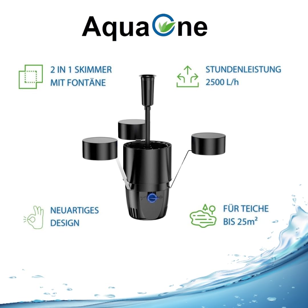 AquaOne Teichfilter Set mit Teichpumpe I Filteranlage CPU-30000 für einen Teich bis 60.000 Liter I Komplettset mit UV Lampe Eco Pumpe 70 Watt Skimmer Teichschlauch Nr.50