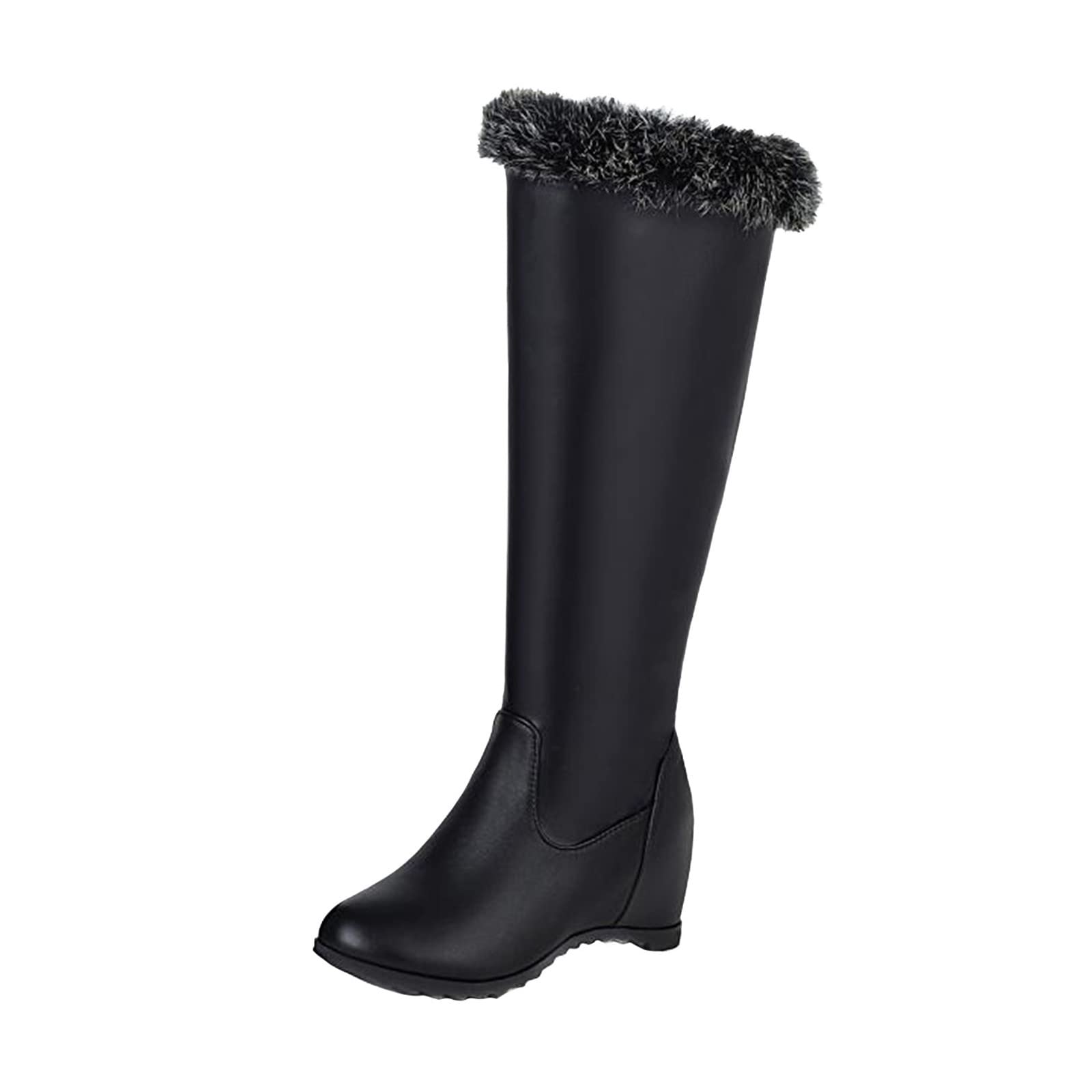Scarponi Uomo Impermeabili 2026 Cerniera Laterale In Peluche Pelle Tinta Unita Moda Donna All'Interno Stivali Lunghi Cotone con Tacco A Zeppa Scarpe da Invernali Neve