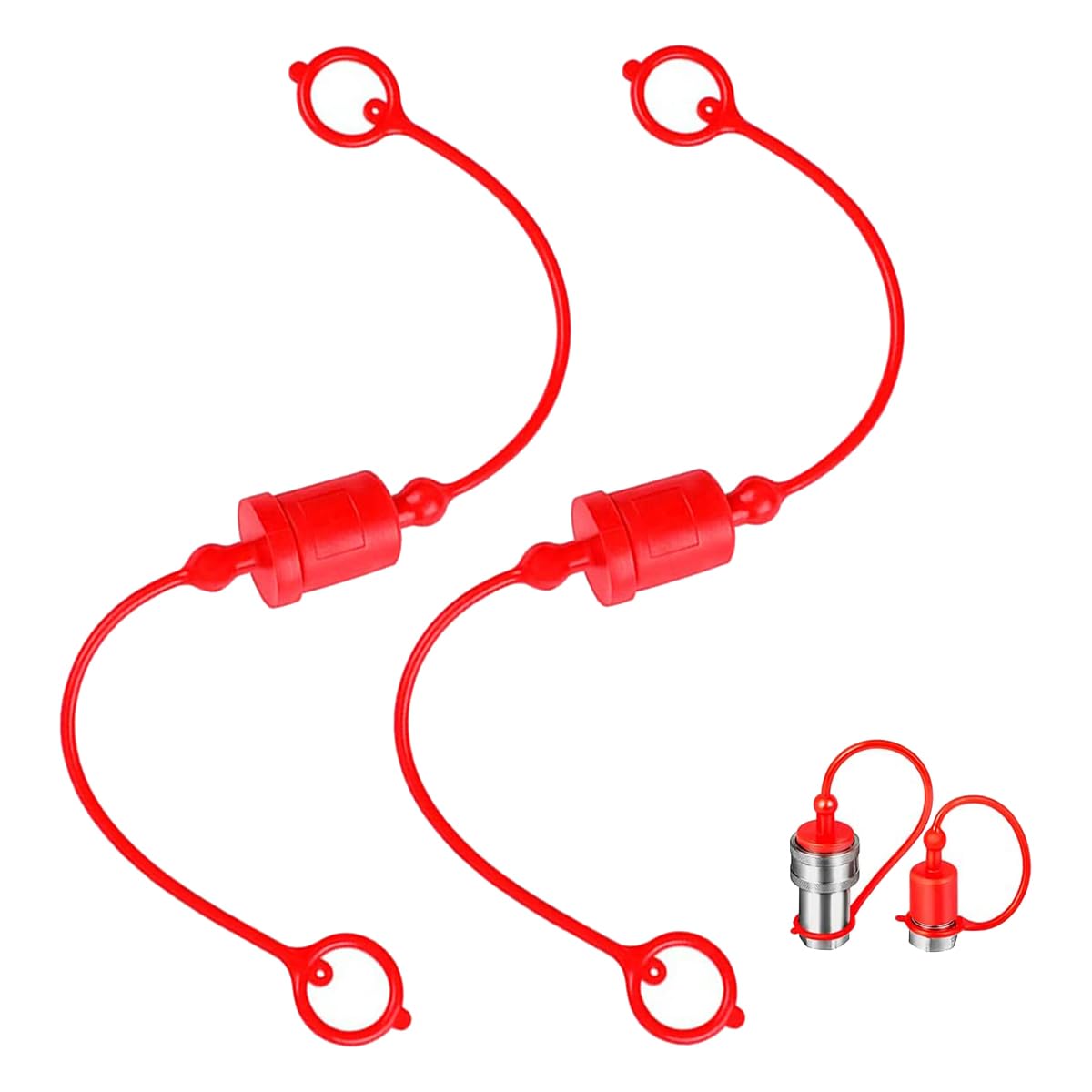 Ctrlzs Men's Red Hydraulic Quick Coupler Dust Cap And Fe Plug Cover Fits Hydraulic Quick Disconnects Coupler Iso-B 1/2