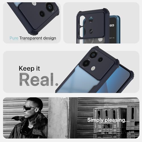Image of Pikkme Poco X6 5G Back Cover | Crystal Clear Transparent Back | Ultra Hyrbid | Full Camera Protection | Raised Edge | Bumper Back Case (Blue)