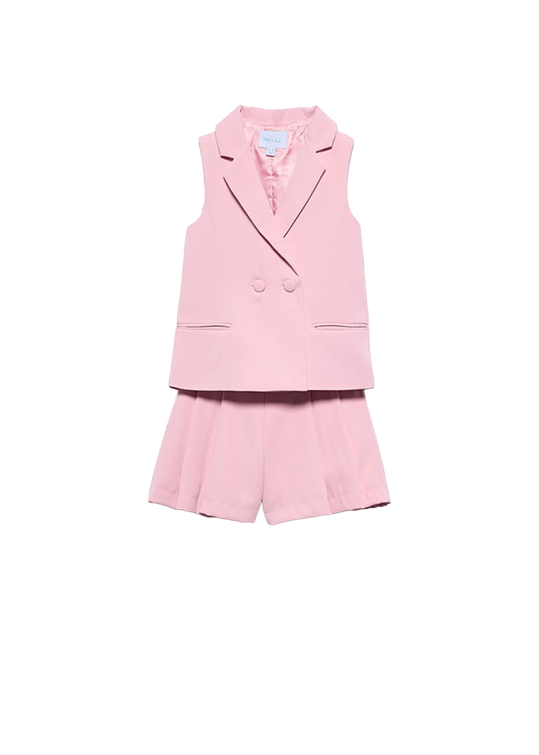 ABEL & Lula Traje Bermuda Crepe para niña Rosa