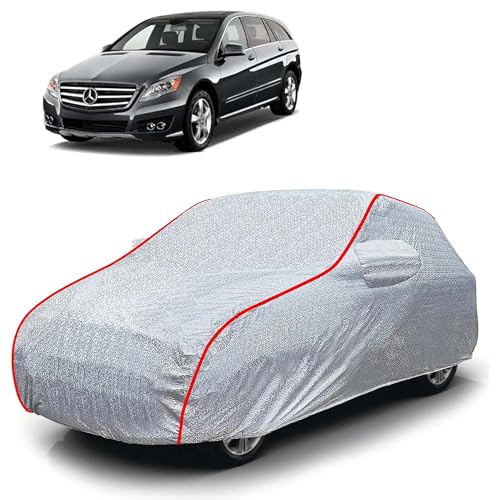 Image of Sulfar 100% Waterproof Car Body Cover Compatible with Mirror for Mercedes Benz RClass (Triple Stitched, Full Bottom Elastic, Magic Silver with Red Piping)
